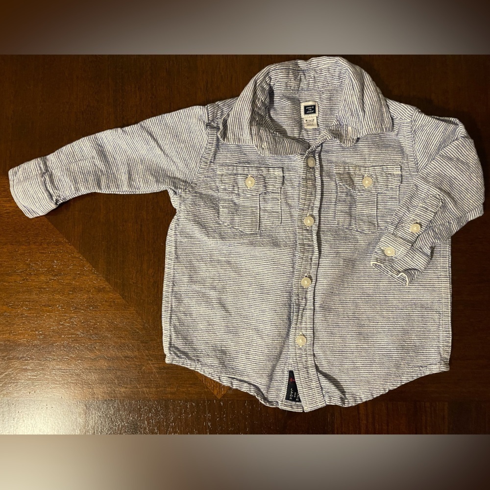Janie and Jack | Roll-cuff Linen Shirt | 6-12 mo